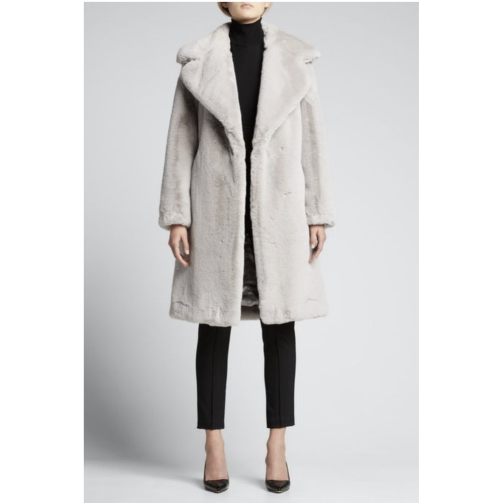 Milly Riley Silver Faux Fur Coat